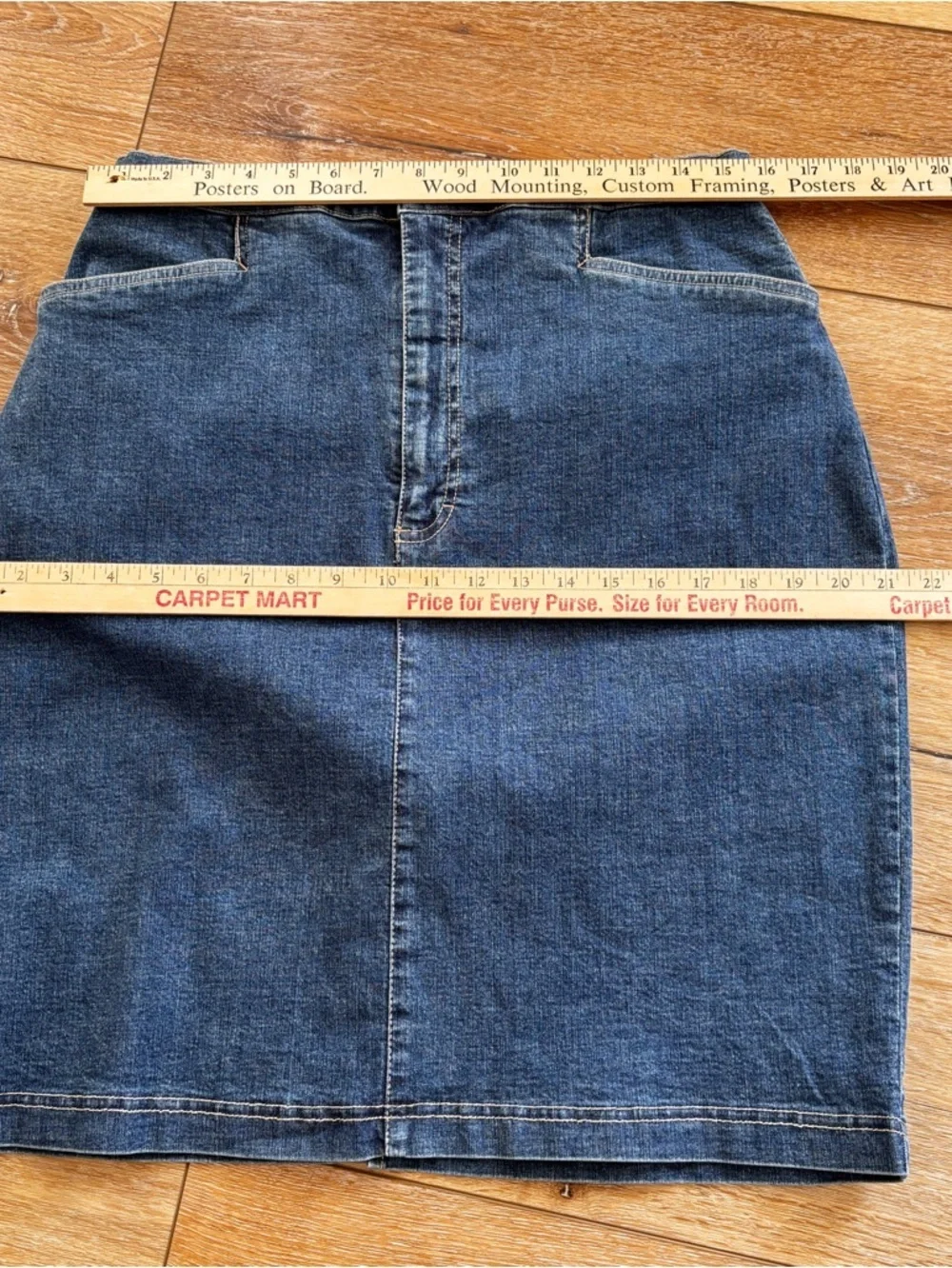 Gloria Vanderbilt Denim Jeans Skirt Stretch Blue Pockets Pencil Womens Size 16